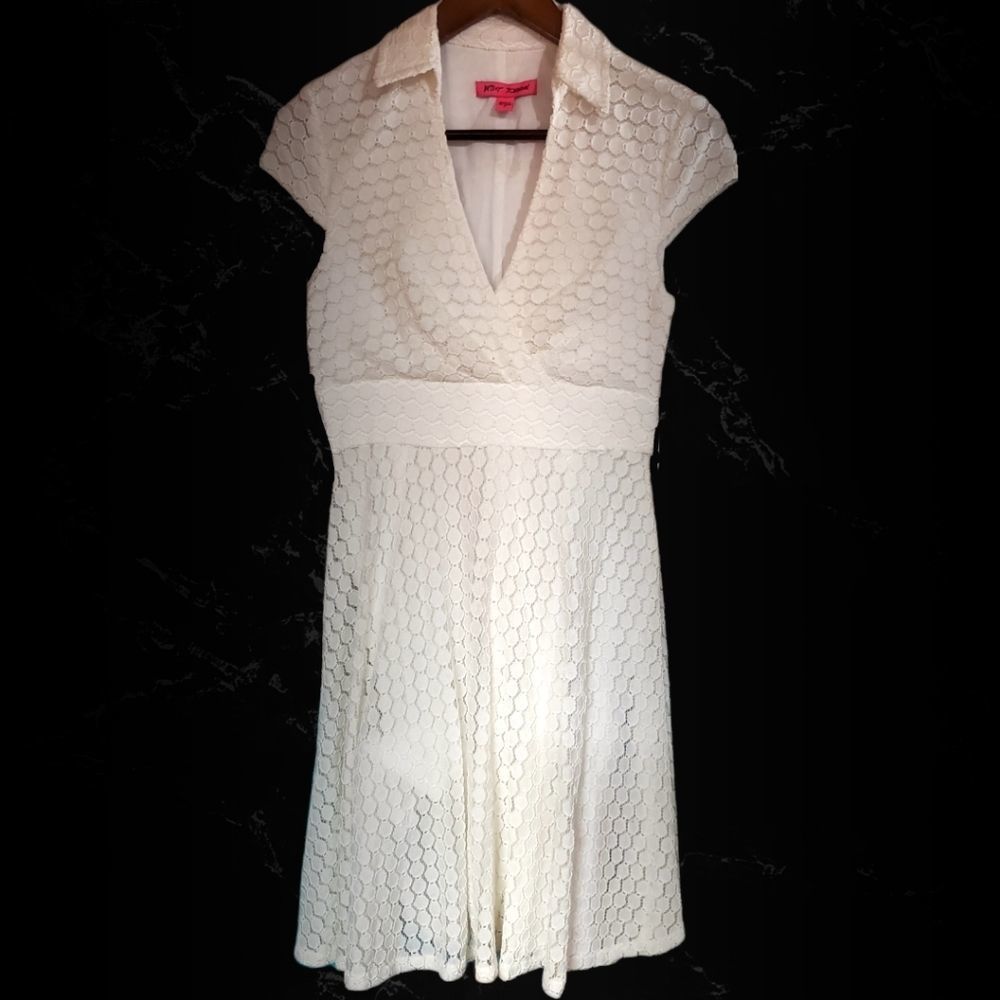 Women's Betsey Johnson Collared Lace Fit & Flare Dress